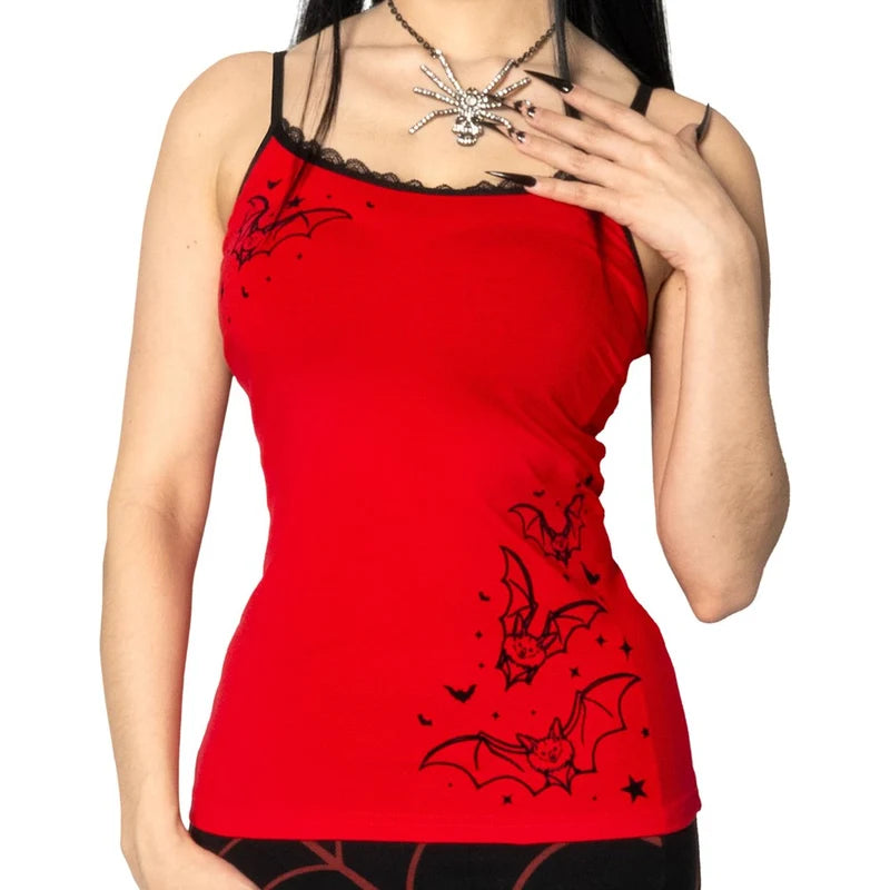 Bat Outline Red Lace Cami