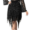 Bat Repeat Mesh Tiered Skirt