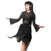 Bat Repeat Mesh Tiered Skirt