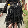 Bat Repeat Mesh Tiered Skirt