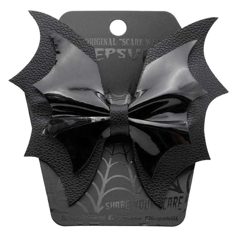 Batwing Black PVC Bow