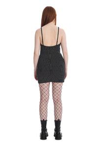 Black Beatriz Pinstripe Mini Dr
