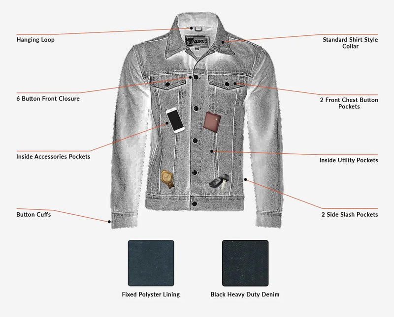 Black Denim Jacket-Men's