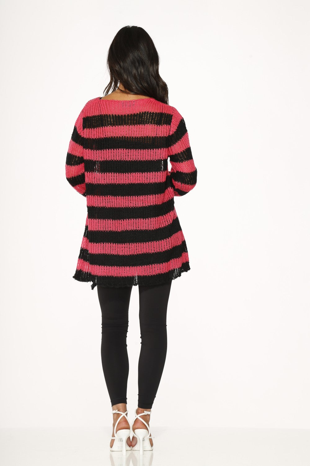 Black Hot Pink Striped Sweater