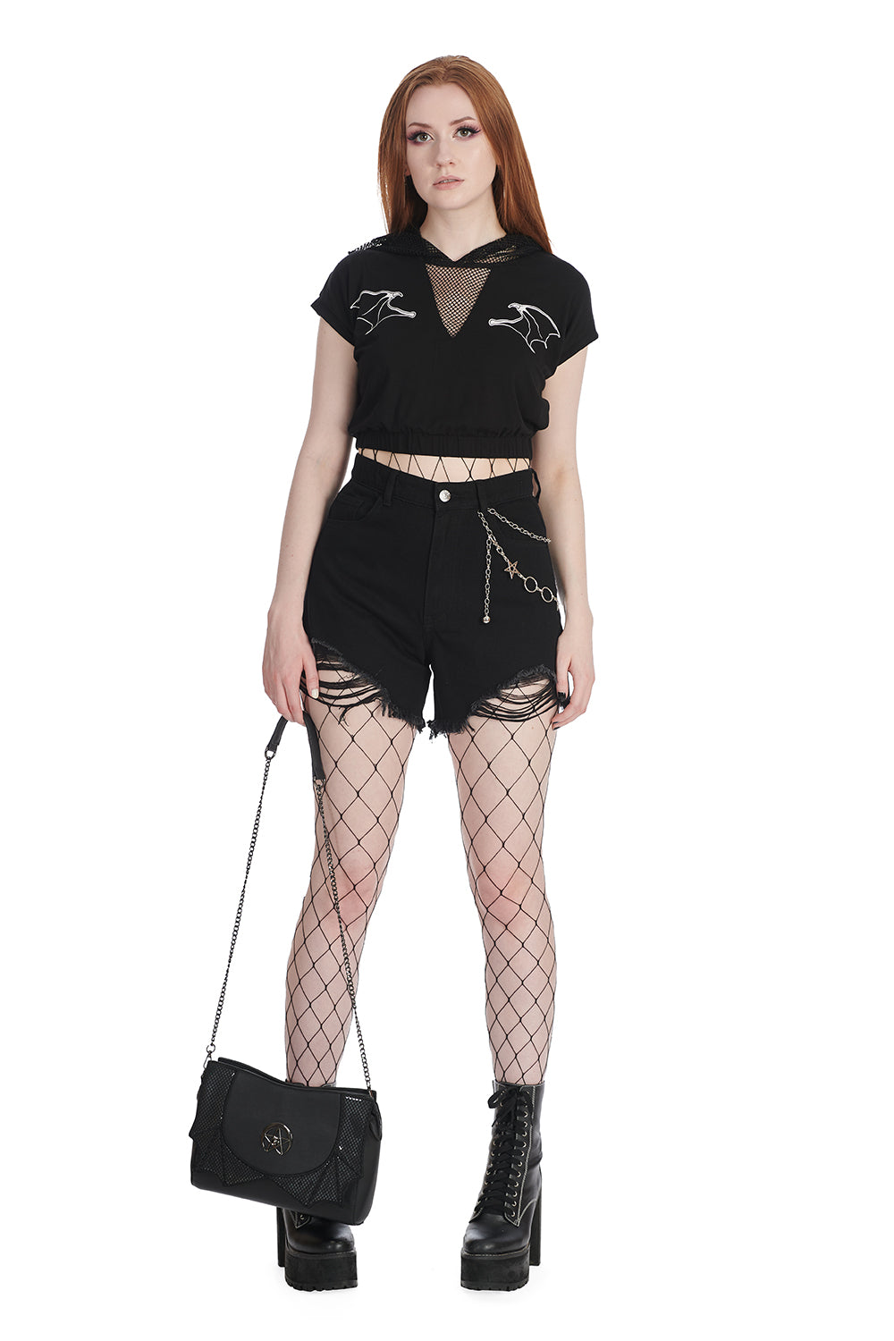 Black Ombra Net Hoodie