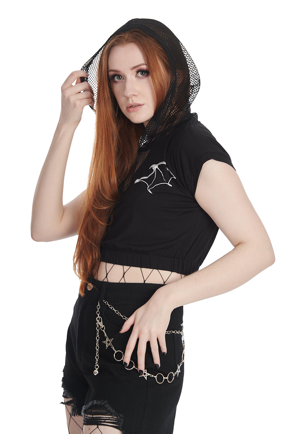 Black Ombra Net Hoodie