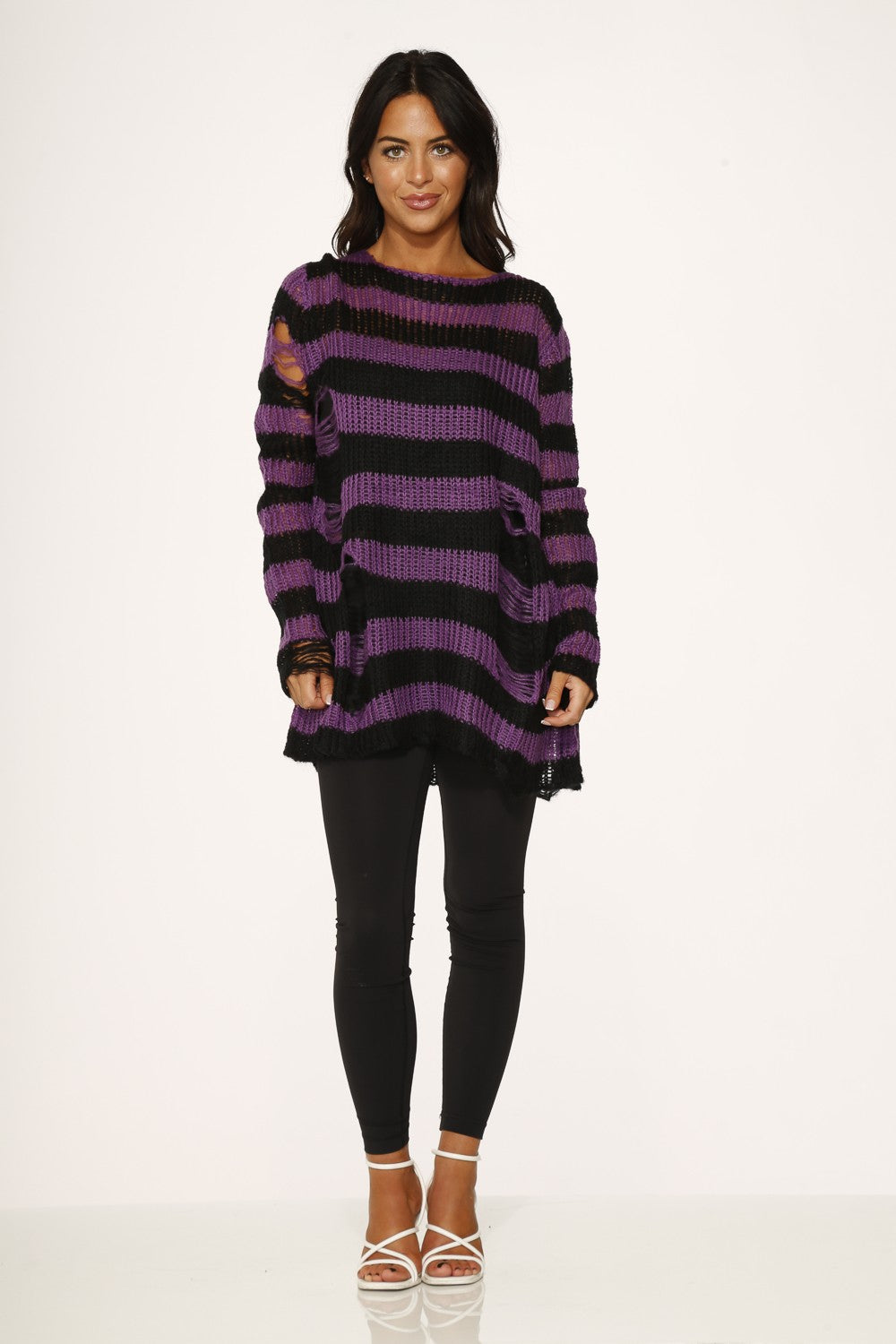 Black Purple Striped Sweater
