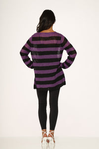 Black Purple Striped Sweater
