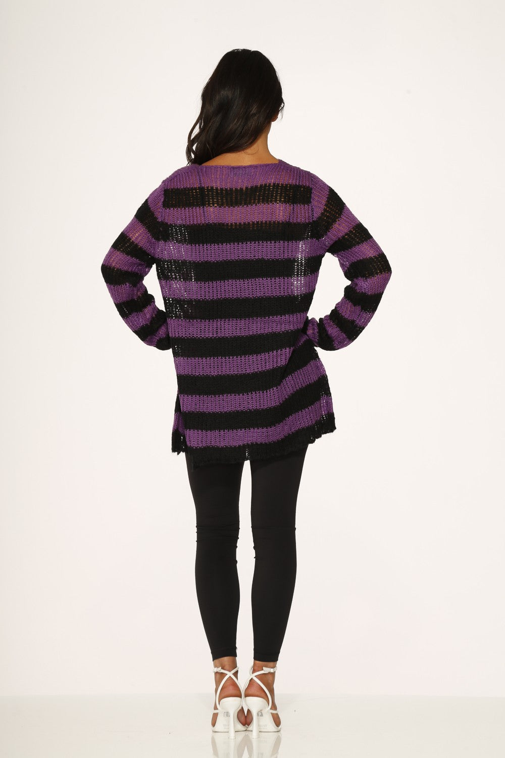 Black Purple Striped Sweater
