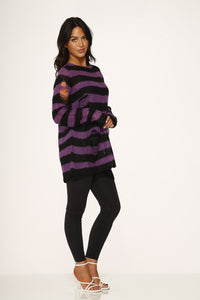 Black Purple Striped Sweater