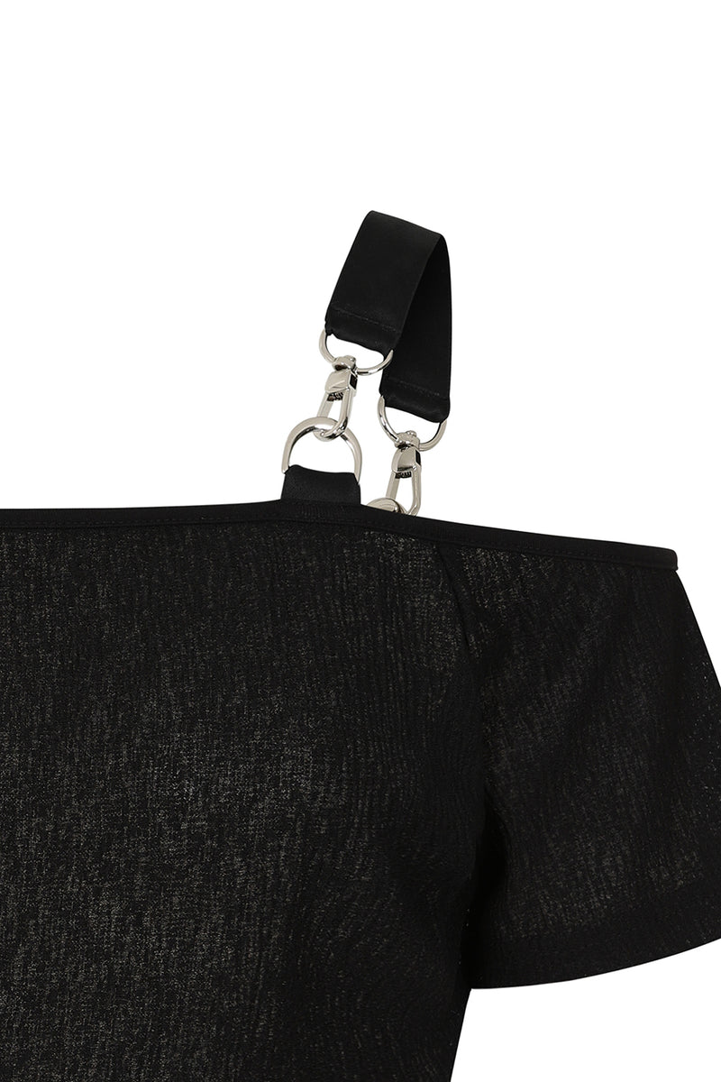 Black Ravenna Off Shoulder Top