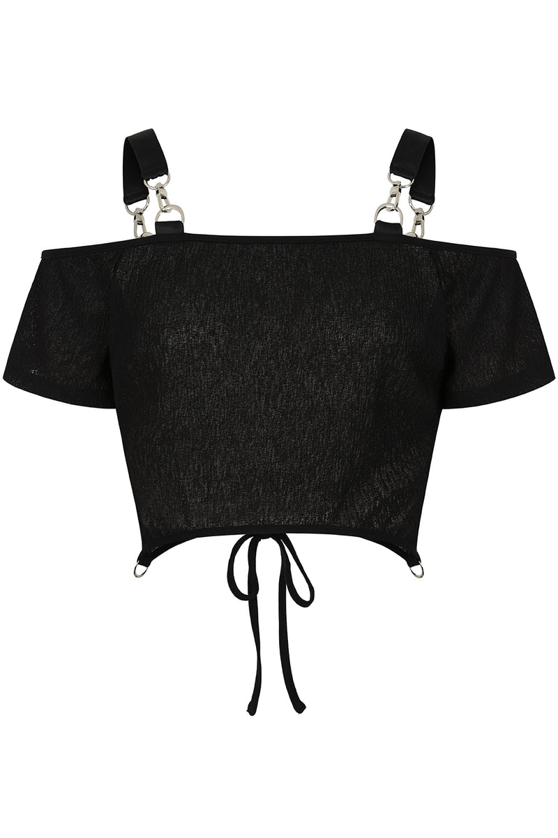 Black Ravenna Off Shoulder Top