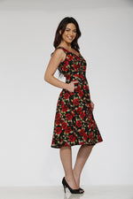 Black Red Rose Vintage Dress