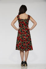 Black Red Rose Vintage Dress