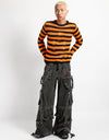 Black Denim Strap Zip Off Pant
