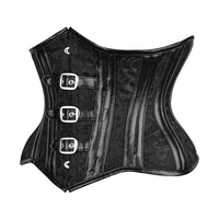 Blk Brocade Buckle Steel Boned