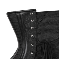Blk Brocade Buckle Steel Boned