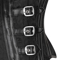 Blk Brocade Buckle Steel Boned