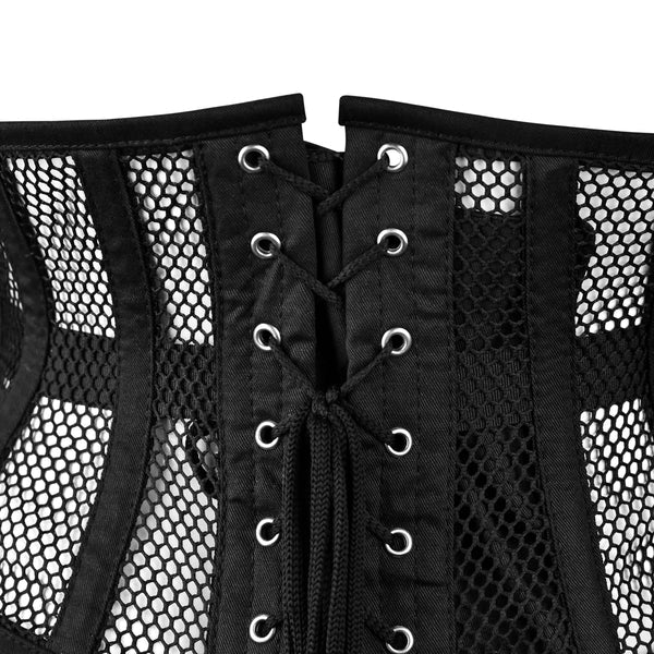 Blk Cotton Mesh Waist Corset