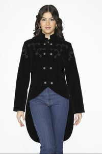 Blk Velvet Tailed Jacket