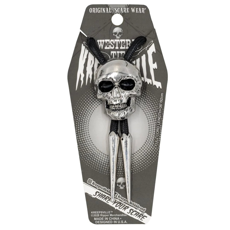 Bolo Tie Skull Chrome