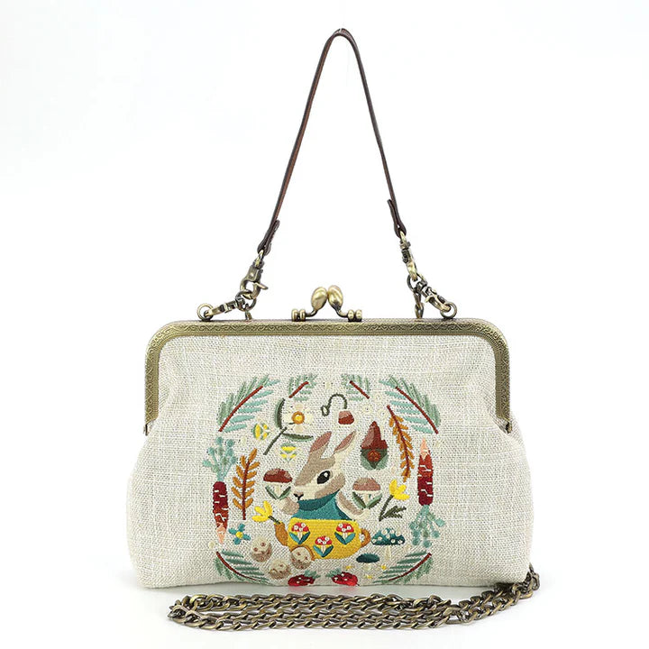 Bunny Linen KissLock Bag