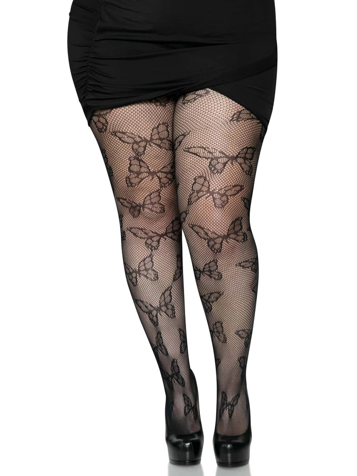 Butterfly Net Tights-Plus-blk