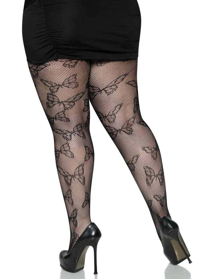 Butterfly Net Tights-Plus-blk