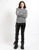 Skull Stripe Knit Top Blk/Wht