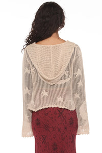 Celestial Lacy Cropped Zip Sand