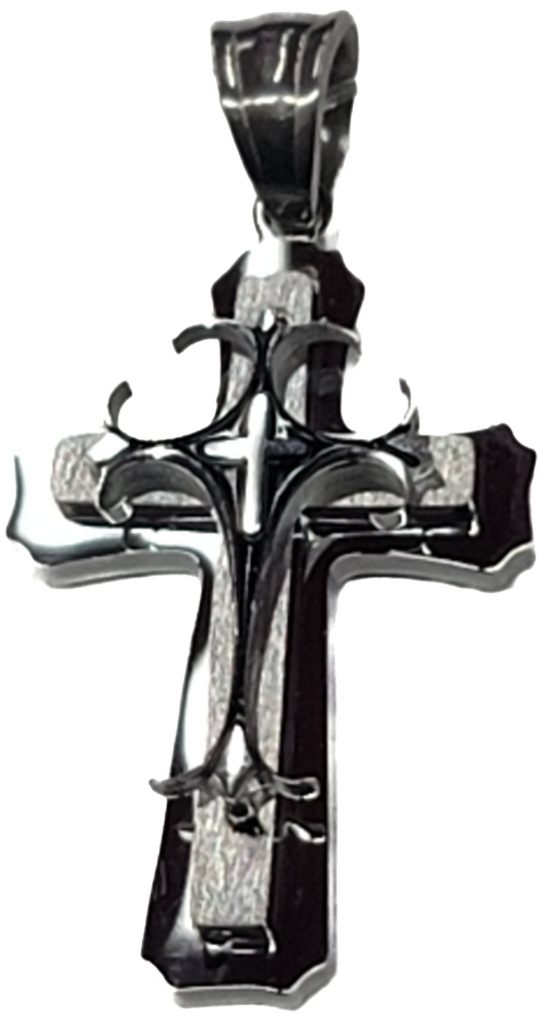 PEND-SS Mini Gothic cross w/blk