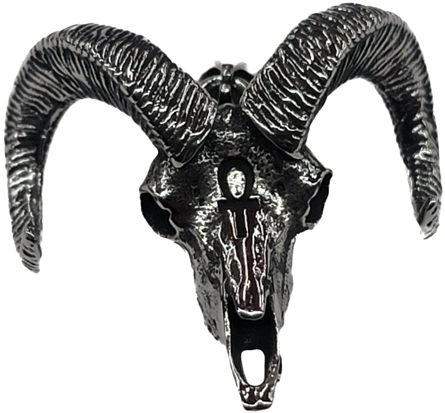 PEND-Ram Skull w/Ankh Steel