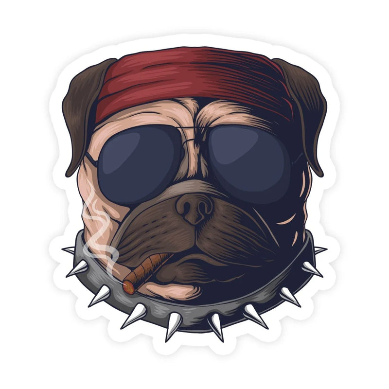 Cool Pug with Glasses Sticker