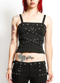 Criss Cross Corset Top Blk