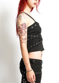 Criss Cross Corset Top Blk
