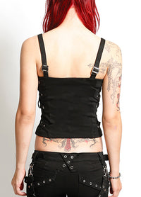 Criss Cross Corset Top Blk