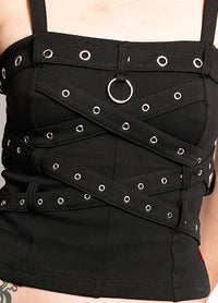 Criss Cross Corset Top Blk