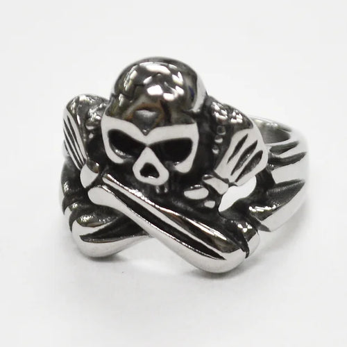 Crossbone Arms Skull Ring