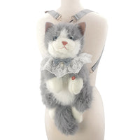 Cute Cat Plush Grey Backpack