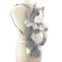 Cute Cat Plush Grey Backpack