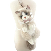 Cute Cat Plush Wht/Gray Backpa