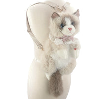 Cute Cat Plush Wht/Gray Backpa