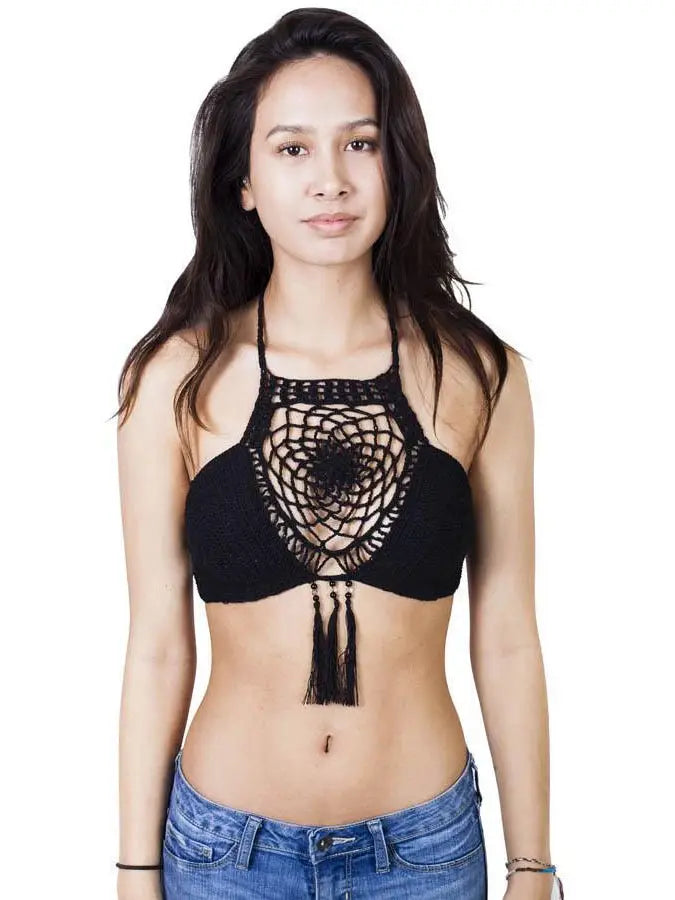 Delilah Crochet Bikini Top Blk