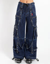 Denim Strap Zip Off Pant-Blue