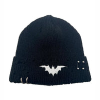 Distressed Pierced Beanie Bat