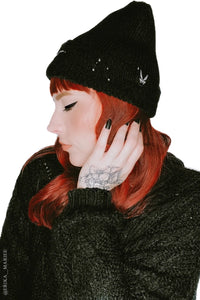Distressed Pierced Beanie Bat