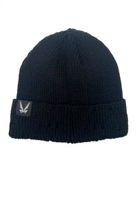 Distressed Pierced Beanie Bat