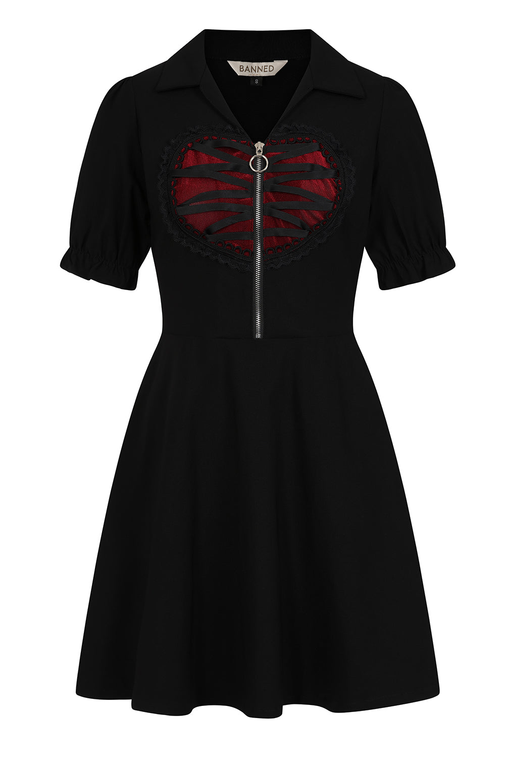 Elysia Dress Blk w/Red Heart