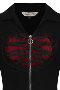 Elysia Dress Blk w/Red Heart