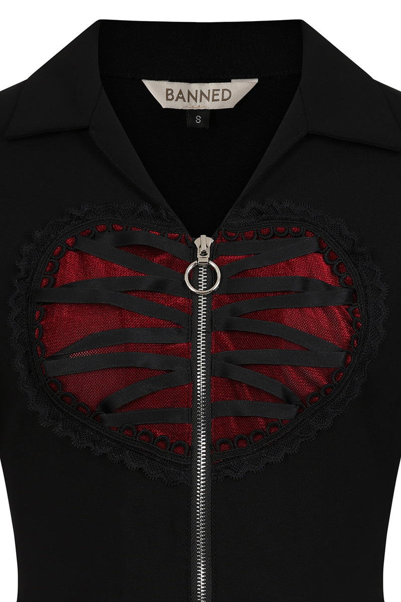 Elysia Dress Blk w/Red Heart